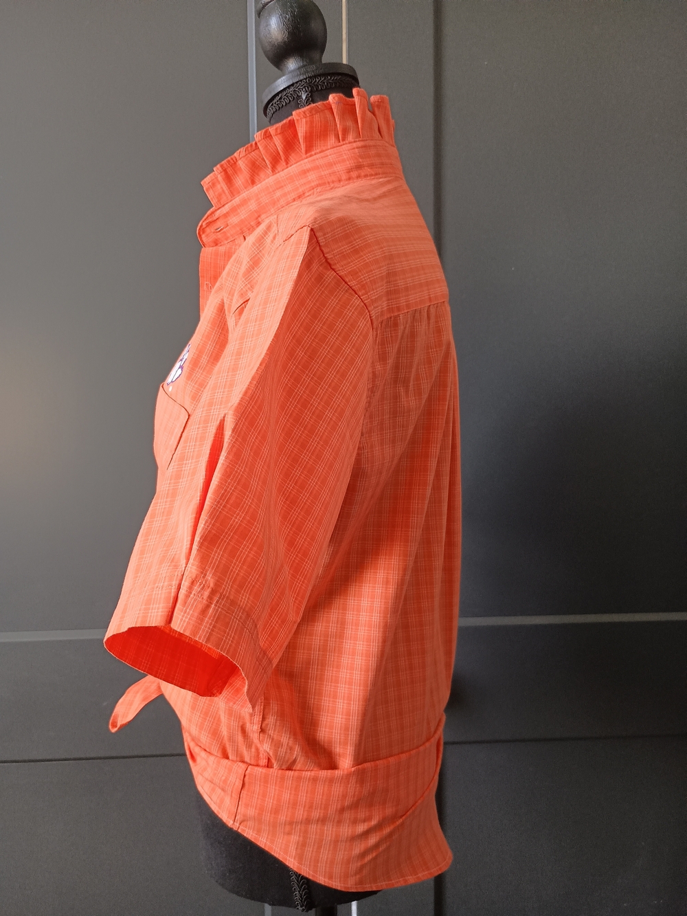 Upcycled Women's Clemson Ruffle Collar Shirt #101 - Picture 5 of 10